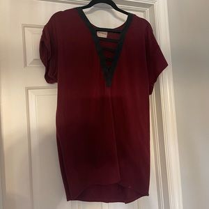 Oversized Shirt/Dress - Deep Red